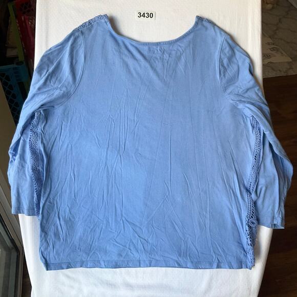 Woman Within Women Long Sleeve Stretchy Lace Blouse size L (18/20), Sweet Blue - Picture 8 of 8